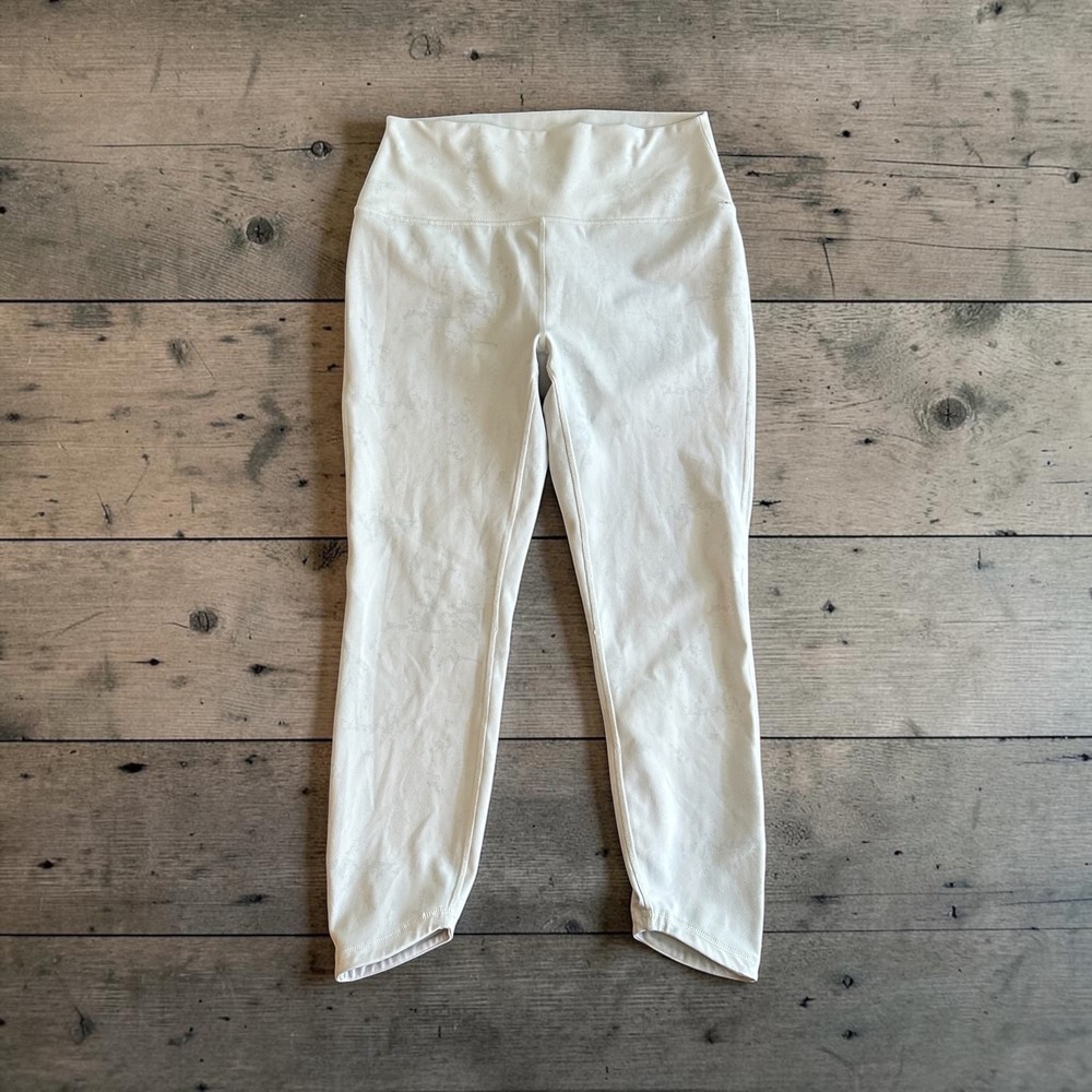 Spyder Active Womens White Marbleโ Print High Waisted Athletic Leggings sz L